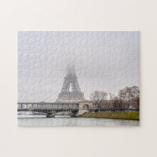 Eiffel Tower and Bir-hakeim bridge on a misty day Jigsaw Puzzle