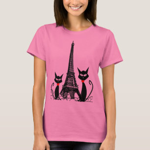 Eiffel Tower and Black Cats T-Shirt