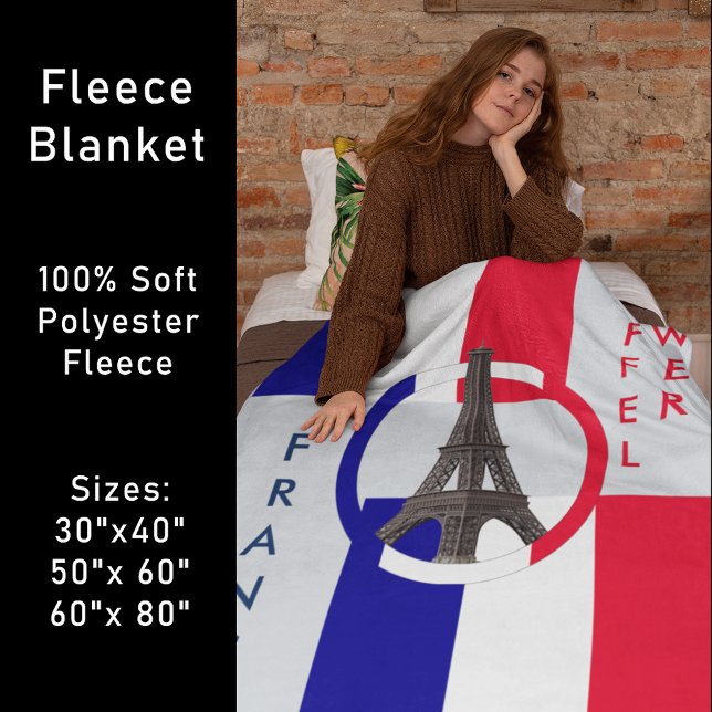Eiffel Tower and Flag of France Fleece Blanket (Eiffel Tower and Flag of France Fleece Blanket)