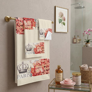 Eiffel Tower and hydrangea  Bath Towel Set