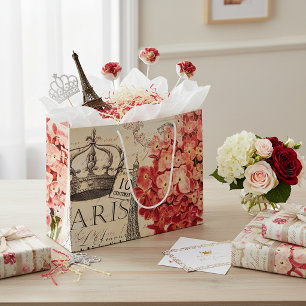 Eiffel Tower and hydrangea Large Gift Bag