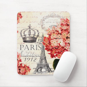 Eiffel Tower and hydrangea Mouse Pad