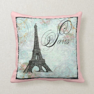 Eiffel Tower and Pink Roses Cushion