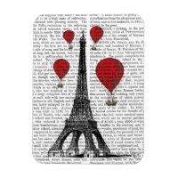 Eiffel Tower and Red Hot Air Balloons