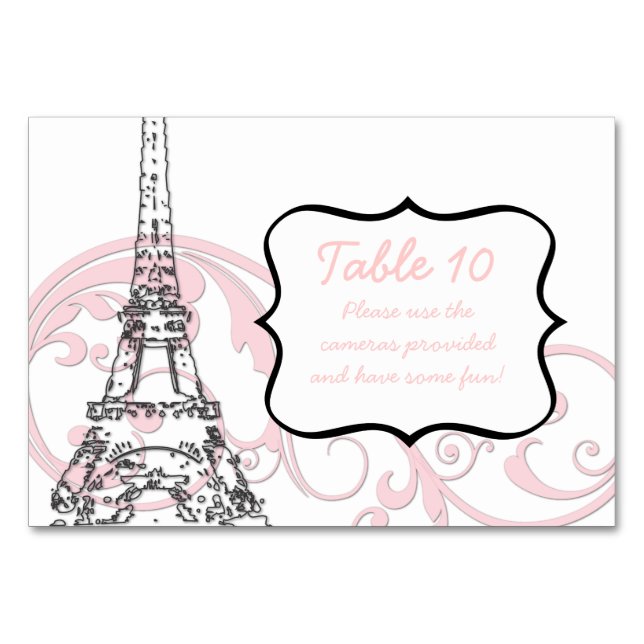 Eiffel Tower and Scrolls Table Number (Back)