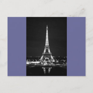 Eiffel Tower at Night - B/W Postcard