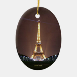 Eiffel Tower at Night Ceramic Tree Decoration