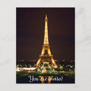 Eiffel Tower at Night - Colour Invitation