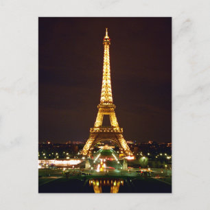 Eiffel Tower at Night - Colour Postcard