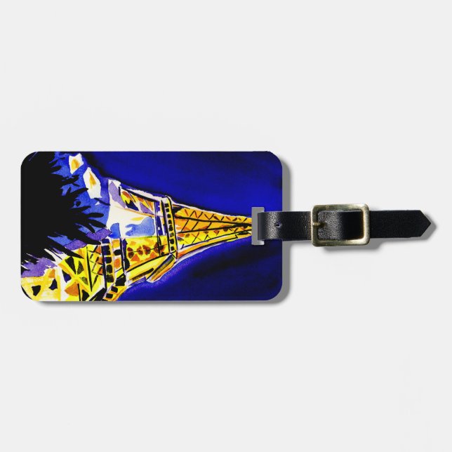 Eiffel Tower at night Luggage Tag (Front Horizontal)