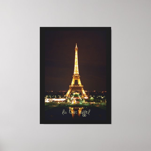 Eiffel Tower at Night on Wrapped Canvas (Front)