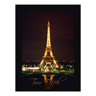 Eiffel Tower at Night Photographic Print