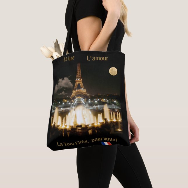 Eiffel Tower at Night Tote Bag (Close Up)
