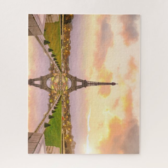 Eiffel Tower at Sunrise from Trocadero Fountains Jigsaw Puzzle (Vertical)