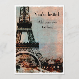 Eiffel Tower at Sunrise Vintage Style Invitation