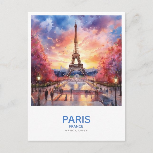 Eiffel Tower at Sunset - Paris, France Postcard (Front)