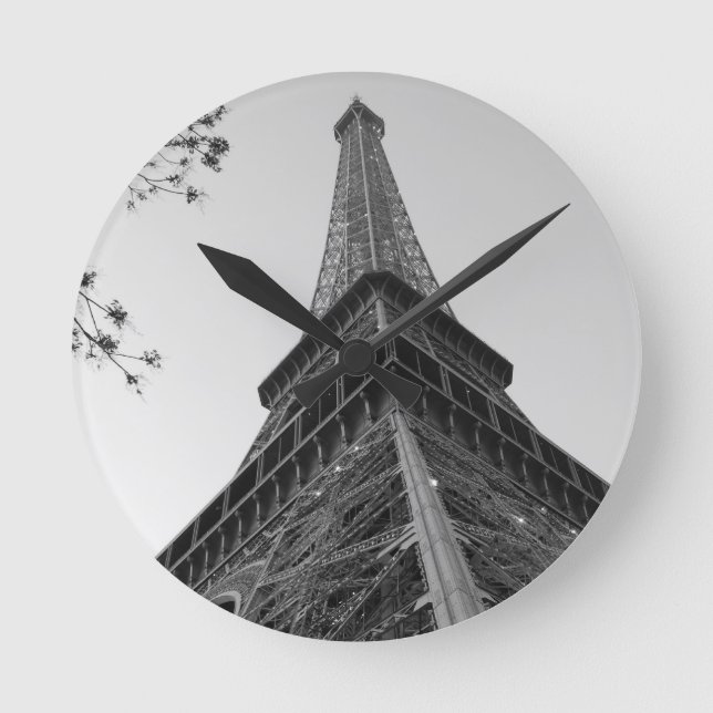 Eiffel Tower b/w Round Clock (Front)