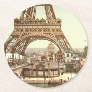 Eiffel Tower Base, Paris, France Round Paper Coaster