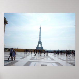 EIFFEL TOWER BEHIND CONCRETE BUILDING POSTER