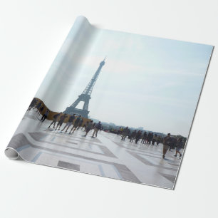 EIFFEL TOWER BEHIND CONCRETE BUILDING WRAPPING PAPER