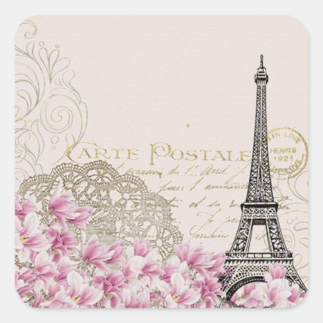 Eiffel Tower Best Wedding Destination Paris Europe Square Sticker (Front)
