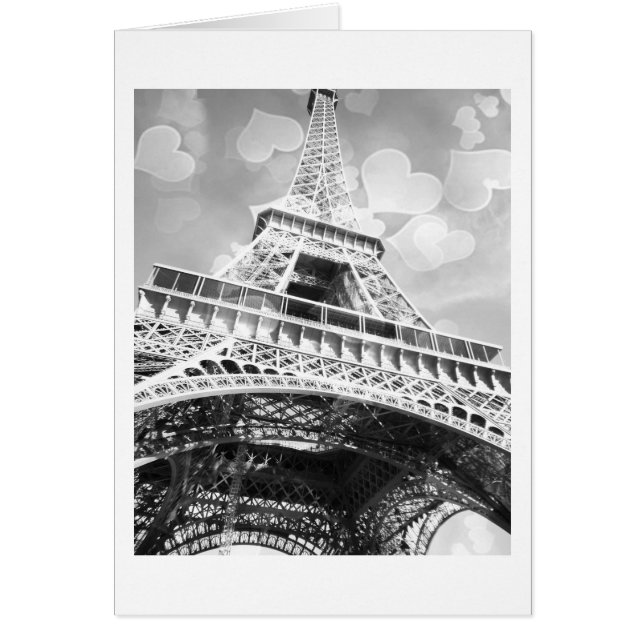 Eiffel Tower, Black and White, Blank (Front)