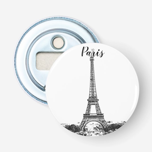 Eiffel tower black and white bottle opener (Front)