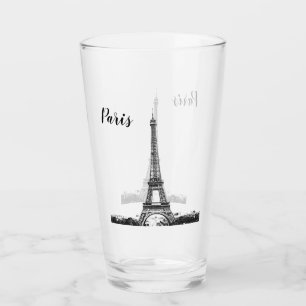 Eiffel tower black and white glass