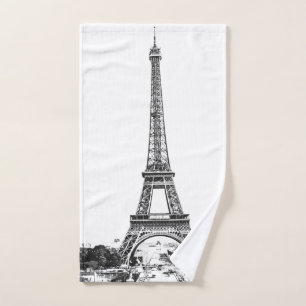 Eiffel tower black and white hand towel