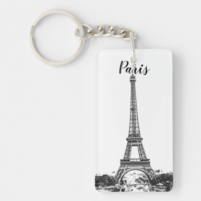 Eiffel tower black and white key ring (Front)