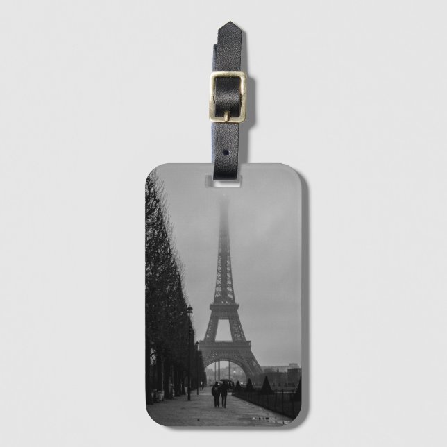 Eiffel Tower - Black and White Luggage Tag (Front Vertical)