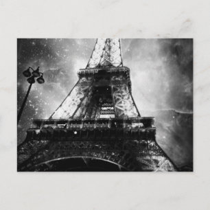 Eiffel Tower, Black and White Postcard
