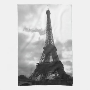 Eiffel Tower Black tone Tea Towel