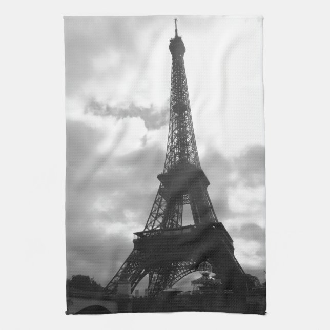 Eiffel Tower Black tone Tea Towel (Vertical)