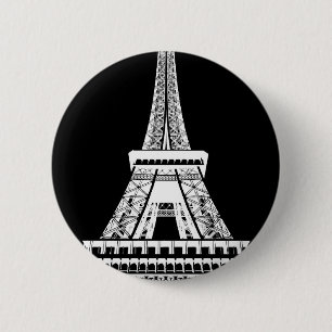 Eiffel Tower Black White Image 6 Cm Round Badge