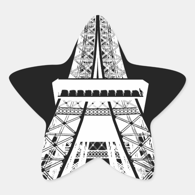 Eiffel Tower Black White Image Star Sticker (Front)