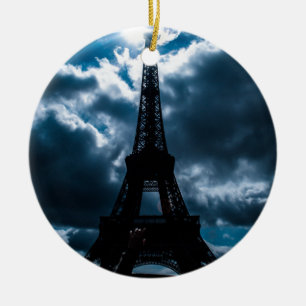 Eiffel Tower Blue Night Ceramic Tree Decoration