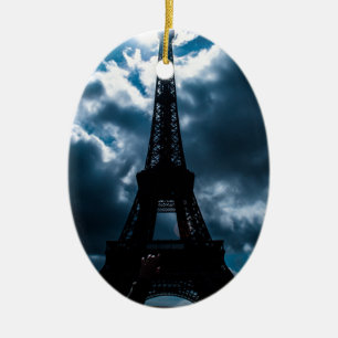 Eiffel Tower Blue Night Ceramic Tree Decoration