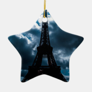 Eiffel Tower Blue Night Ceramic Tree Decoration