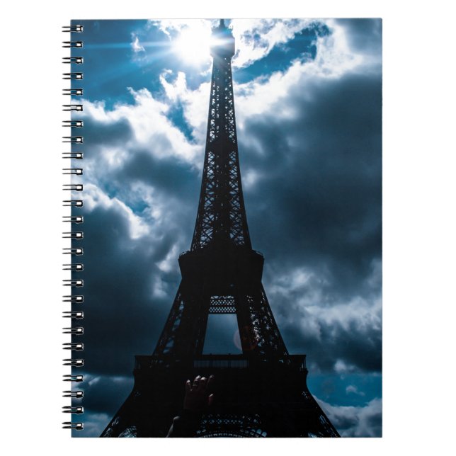 Eiffel Tower Blue Night Spiral Notebook (Front)