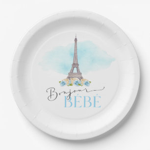 Eiffel Tower Bonjour Bébé Baby Shower Paper Plates