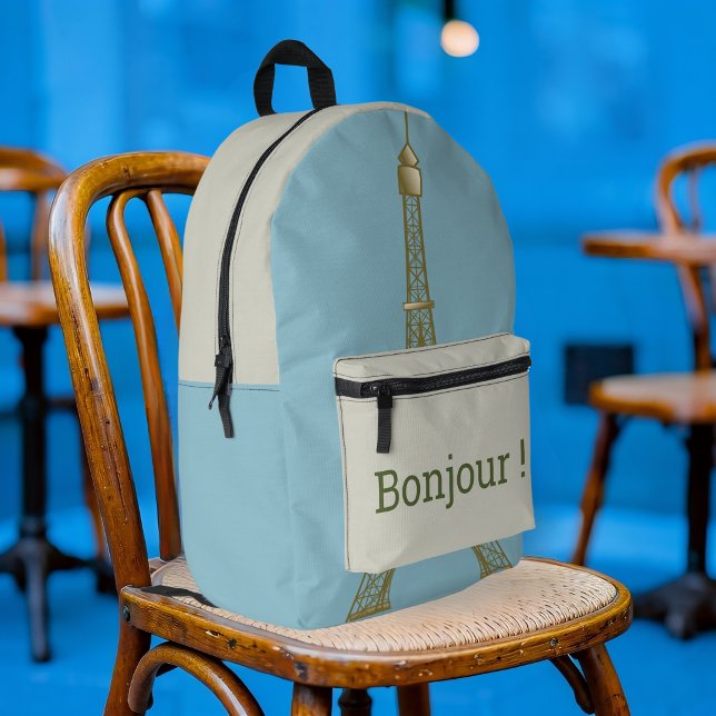 Eiffel Tower - Bonjour  Printed Backpack (Creator Uploaded)