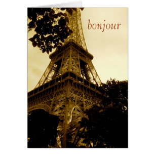 Eiffel Tower, bonjour! travel, blank inside