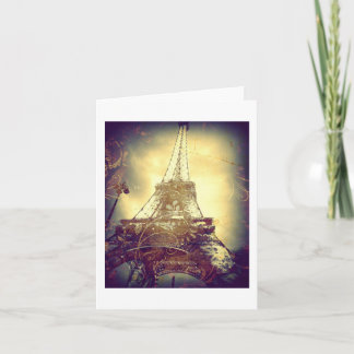 Eiffel Tower, Brown, Purple and Gold , Blank Card