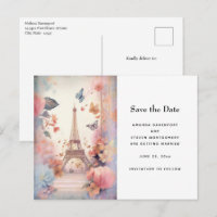 Eiffel Tower Butterflies and Flowers