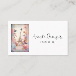Eiffel Tower Butterflies and Flowers Business Card