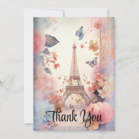 Eiffel Tower Butterflies and Flowers