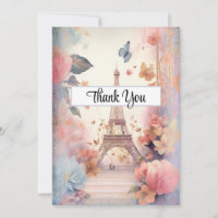 Eiffel Tower Butterflies and Flowers