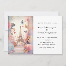 Eiffel Tower Butterflies and Flowers Wedding