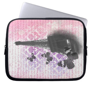 Eiffel tower & butterflies laptop sleeve